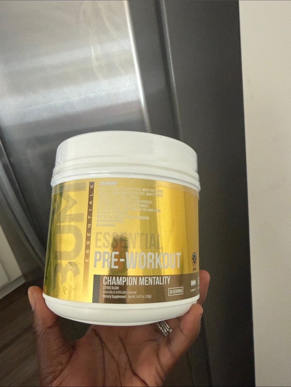 Pre-workout supplement jar